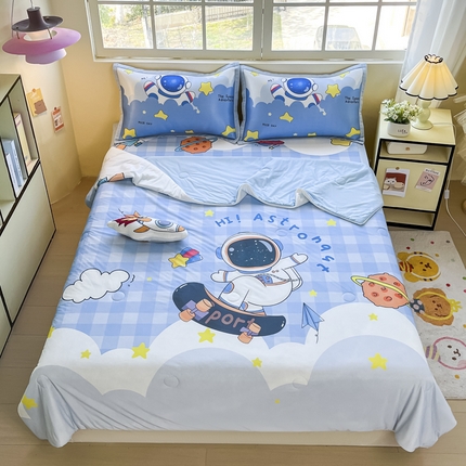 博雅 2025新款A类大版数码印花冰丝凉席可组合凉感丝夏被-宇航员 滑板宇航员