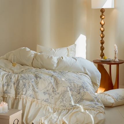 91家纺网 家纺一手货源 找家纺 （总）鹿班家居 2025新款60S莱赛尔刺绣四件套系列—洛丽塔【标准会员-20元 】