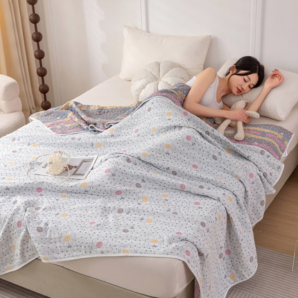 乐家毛巾被（工厂自产自销） 2025春夏新款亲肤舒适六层纱布被 点点花花