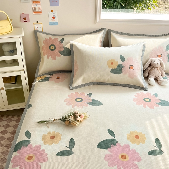 91家纺网 家纺一手货源 找家纺 懒猫家纺 2025春夏新款250D数码印花冰丝席凉席席子 清晨