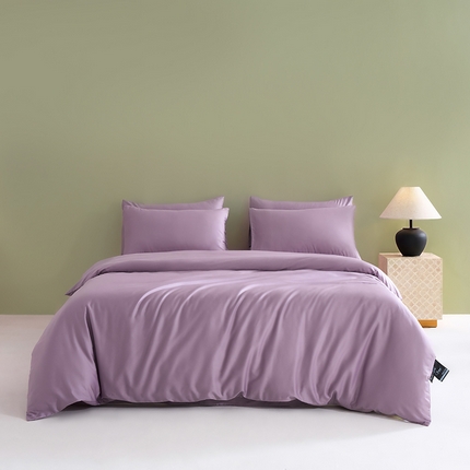 91家纺网 家纺一手货源 找家纺 闲鱼家纺 2025新款亲肤舒适60S黑标A类全棉纯色四件套单被套单床笠-风格一单被套单床笠-风格二 木槿紫