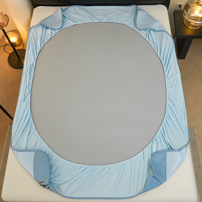 91家纺网 家纺一手货源 找家纺 全季家居 2025新款全季家居5A抗菌min系列凉感冰丝席 床笠-天蓝