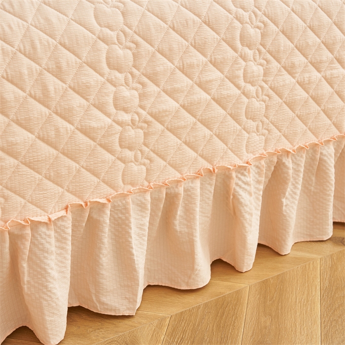 91家纺网 家纺一手货源 找家纺 恒爱家纺 2025新款A类泡泡纱床盖-杜鹃 美人玉