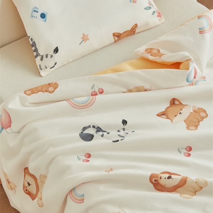 91家纺网 家纺一手货源 找家纺 艾佳宝贝 2025新款A类儿童全棉多功能单被套 萌趣动物园