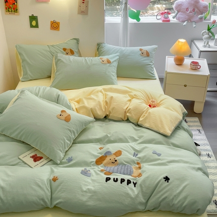 91家纺网 家纺一手货源 找家纺 （总）优卡迪家纺馆 2025新款水洗棉毛巾绣四件套（下载文件夹包含买家秀）