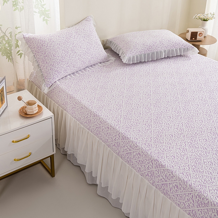 91家纺网 家纺一手货源 找家纺 叠派家纺 2025新款5A抗菌雅致床裙款三件套 雅致床裙款-冰紫