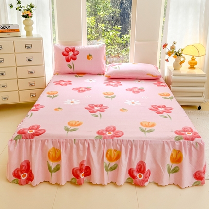 91家纺网 家纺一手货源 找家纺 （总）莎臣豹 2025新款植物羊绒单品单件单床裙可配床裙三件套