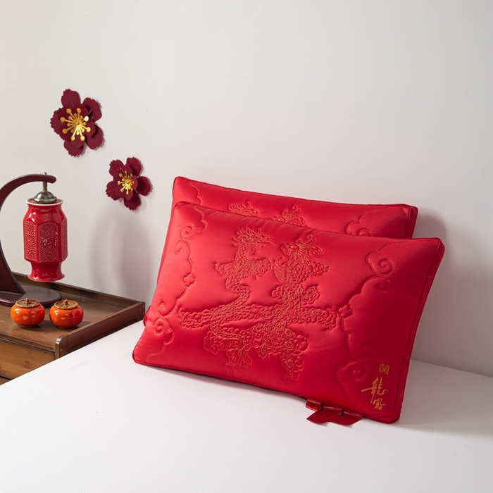 91家纺网 家纺一手货源 找家纺 2025新款婚庆枕芯 龙凤双喜