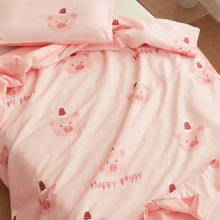 艾佳宝贝 2025新款A类儿童全棉多功能单被套可拆式夏被 乖巧萌猪