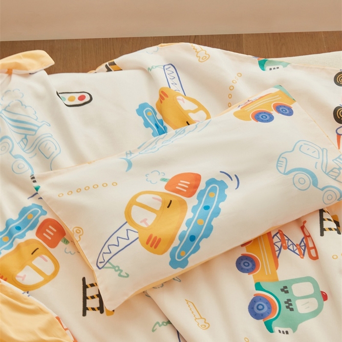 91家纺网 家纺一手货源 找家纺 艾佳宝贝 2025新款A类儿童全棉多功能单被套 工程小车