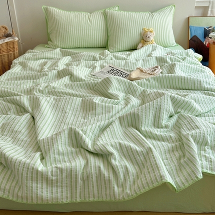   曼町家居2025新款全棉水洗棉提花贝壳边夏被系列 青竹碧