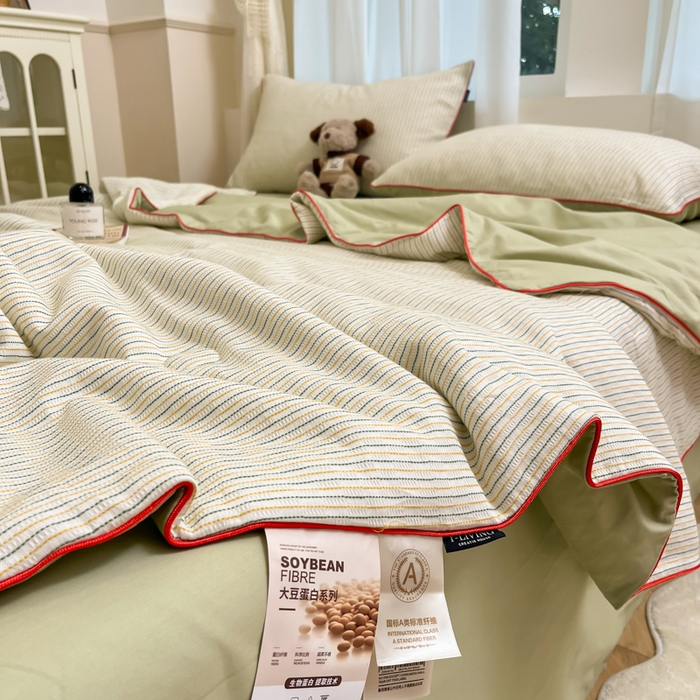 91家纺网 家纺一手货源 找家纺 （总）宜代光年 2025新款全棉提花大豆夏被（森韵）