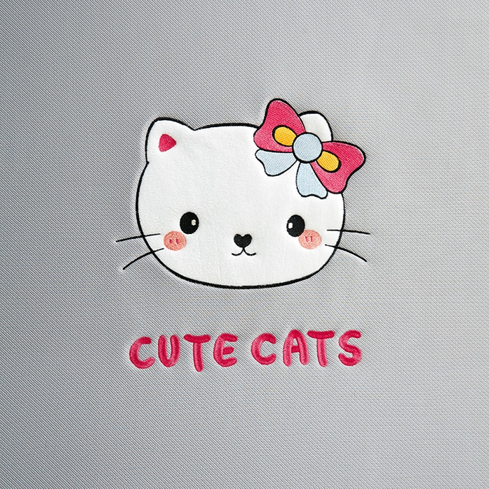 91家纺网 家纺一手货源 找家纺 全季家居 2025新款5A抗菌碳光卡通贴布系列冰丝席 床席款-胖脸猫咪-银灰