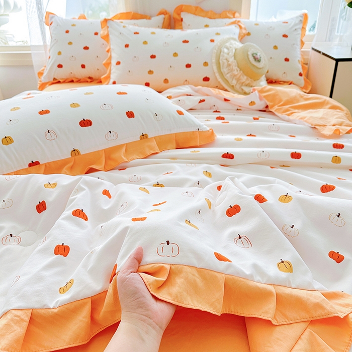 91家纺网 家纺一手货源 找家纺 佳一家纺 2025新款亲肤水洗棉夏被 小南瓜