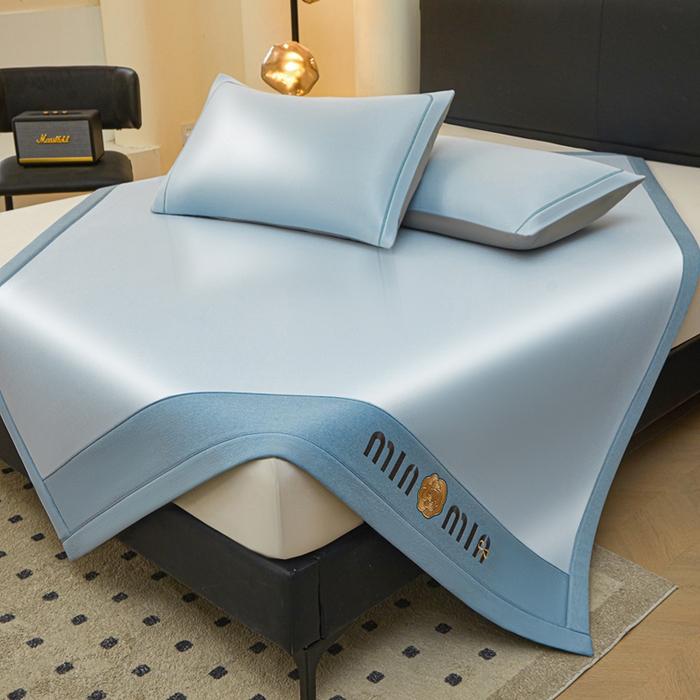 91家纺网 家纺一手货源 找家纺 全季家居 2025新款全季家居5A抗菌min系列凉感冰丝席 床席-天蓝