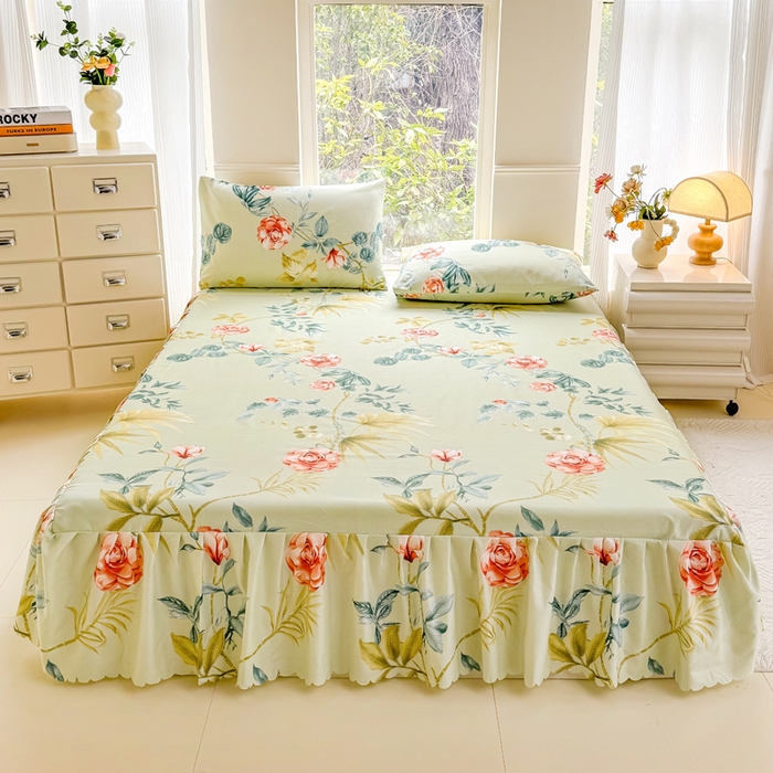 91家纺网 家纺一手货源 找家纺 莎臣豹 2025新款植物羊绒单品单件单床裙可配床裙三件套 如沐春风