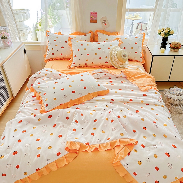 91家纺网 家纺一手货源 找家纺 佳一家纺 2025新款亲肤水洗棉夏被 小南瓜