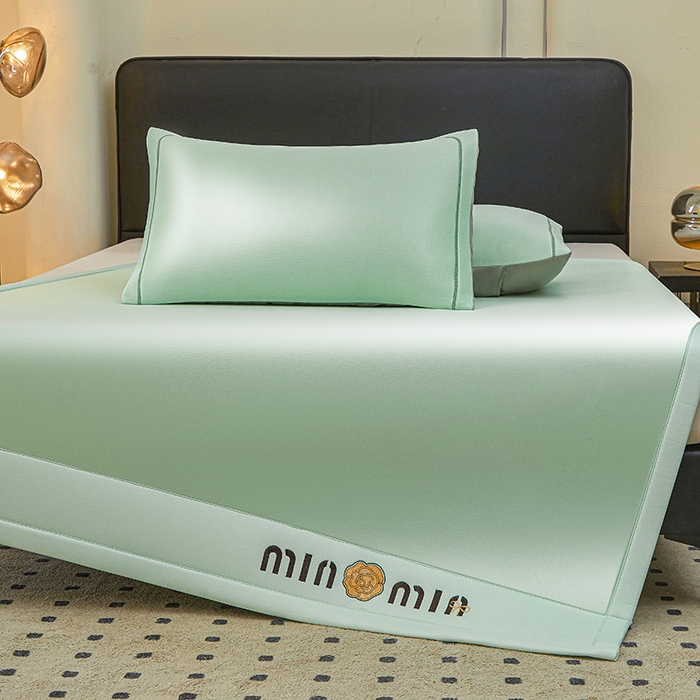 91家纺网 家纺一手货源 找家纺 全季家居 2025新款全季家居5A抗菌min系列凉感冰丝席 床席-水绿