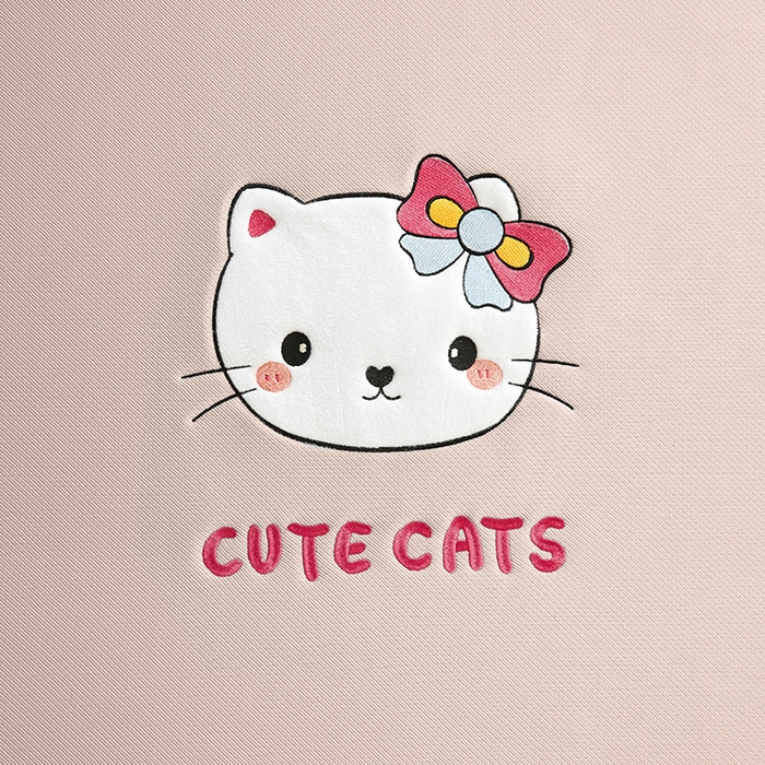 91家纺网 家纺一手货源 找家纺 全季家居 2025新款5A抗菌碳光卡通贴布系列冰丝席 床席款-胖脸猫咪-淡粉