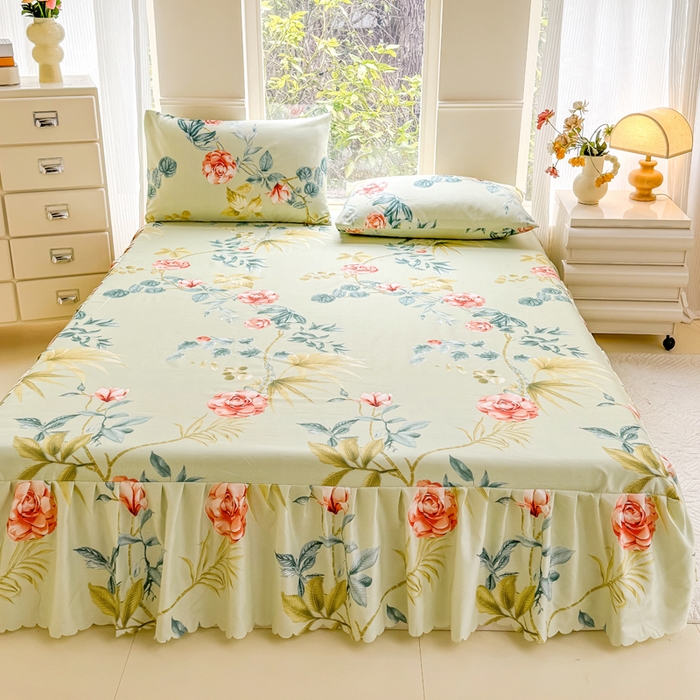 91家纺网 家纺一手货源 找家纺 莎臣豹 2025新款植物羊绒单品单件单床裙可配床裙三件套 如沐春风