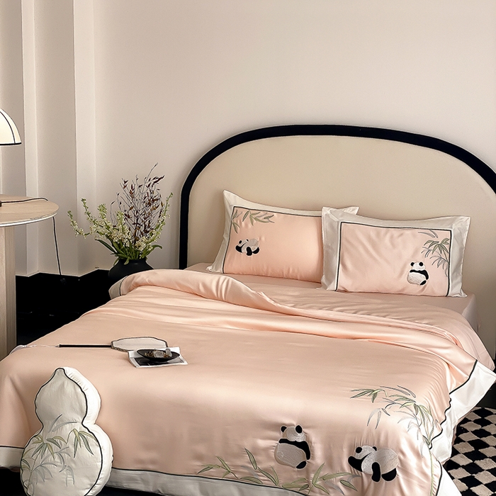 91家纺网 家纺一手货源 找家纺 （总）MIU缪家居 2025新款60支兰精天丝四件套-熊猫与竹