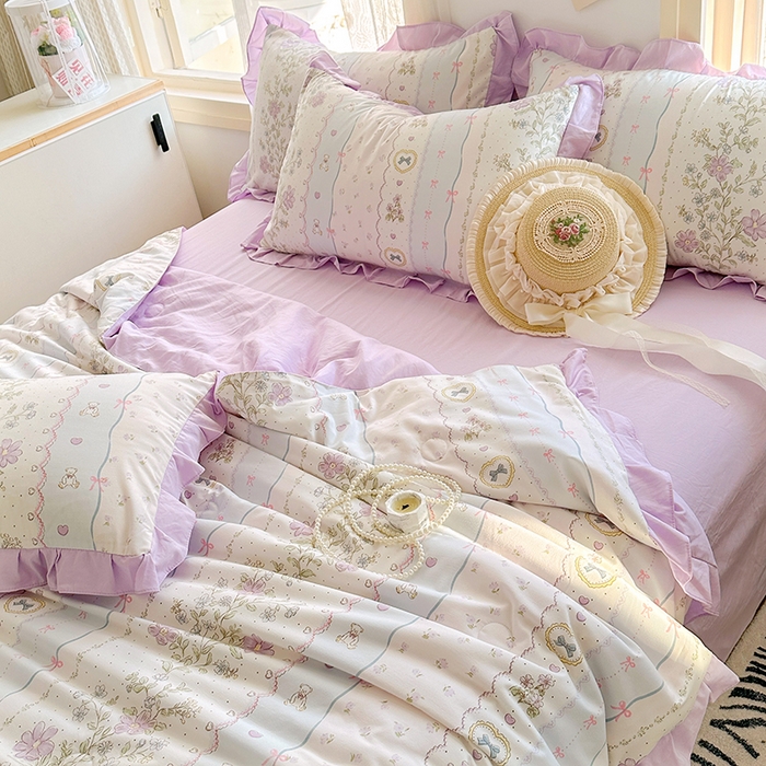 91家纺网 家纺一手货源 找家纺 佳一家纺 2025新款亲肤水洗棉夏被 遇见春天