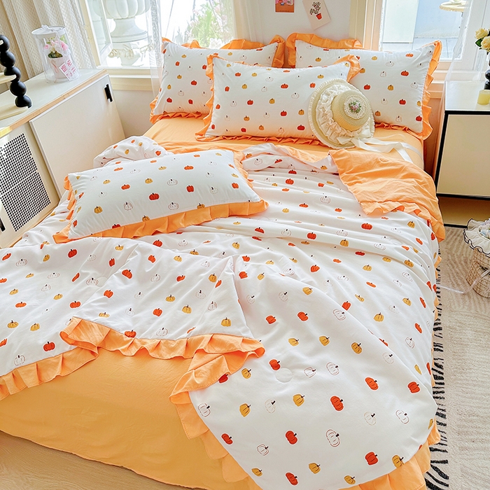 91家纺网 家纺一手货源 找家纺 佳一家纺 2025新款亲肤水洗棉夏被 小南瓜