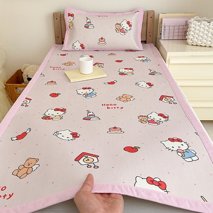 嗨生活 2025新款 正版授权三丽鸥儿童凉席 幼儿园凉席 冰丝席 Kitty-粉