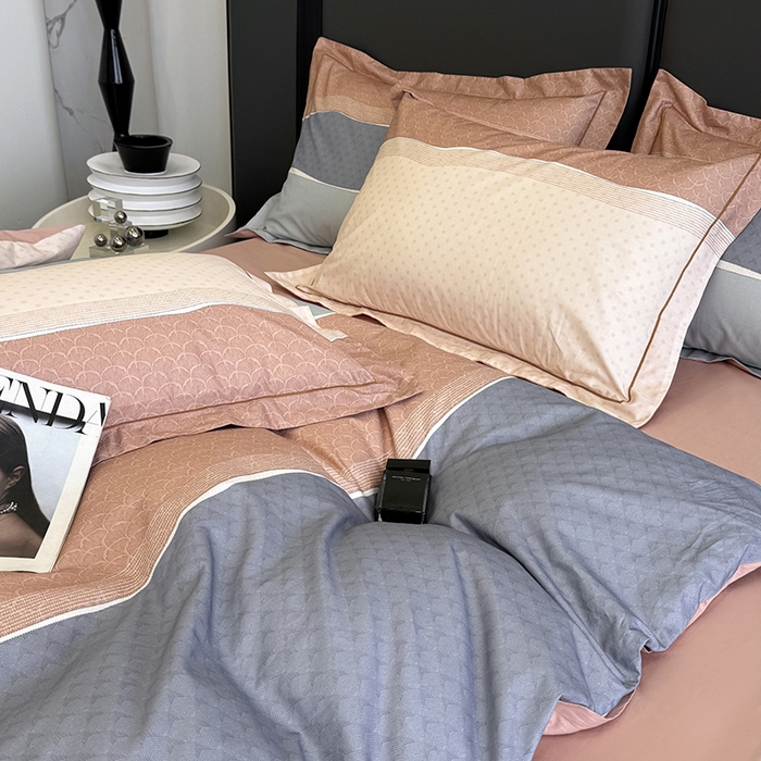 91家纺网 家纺一手货源 找家纺 乐蔻家纺 2025新款全棉13376数码印花四件套 漫步（桔）