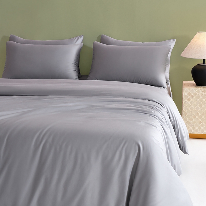 91家纺网 家纺一手货源 找家纺 闲鱼家纺 2025新款亲肤舒适60S黑标A类全棉纯色四件套单被套单床笠-风格一单被套单床笠-风格二 星辰灰