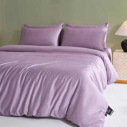 闲鱼家纺 2025新款亲肤舒适60S黑标A类全棉纯色四件套单被套单床笠-风格一单被套单床笠-风格二 木槿紫