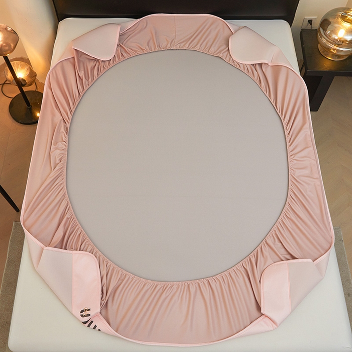 91家纺网 家纺一手货源 找家纺 全季家居 2025新款全季家居5A抗菌min系列凉感冰丝席 床笠-淡粉