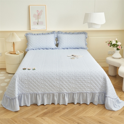 91家纺网 家纺一手货源 找家纺 （总）恒爱家纺 2025新款A类泡泡纱床盖-杜鹃