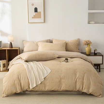 91家纺网 家纺一手货源 找家纺 恋人优选 （总）2025新款A类全棉色织提花四件套-樱花叶