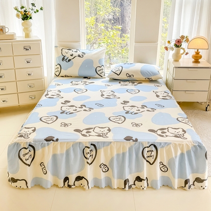 91家纺网 家纺一手货源 找家纺 （总）莎臣豹 2025新款植物羊绒单品单件单床裙可配床裙三件套