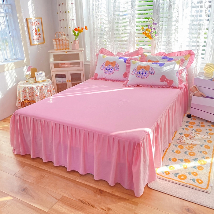 91家纺网 家纺一手货源 找家纺 2025新款公主风四件套全棉纯棉白花边被套床单款式三件套 蝴蝶结