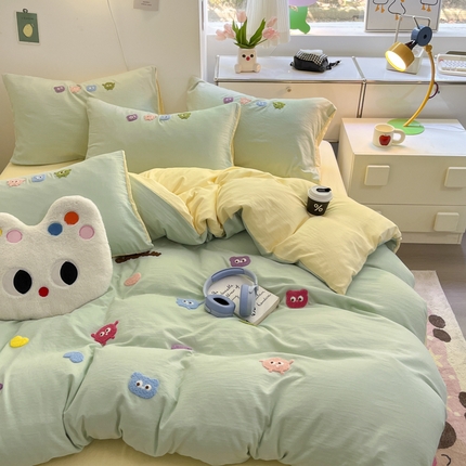 91家纺网 家纺一手货源 找家纺 （总）优卡迪家纺馆 2025新款水洗棉毛巾绣四件套（下载文件夹包含买家秀）