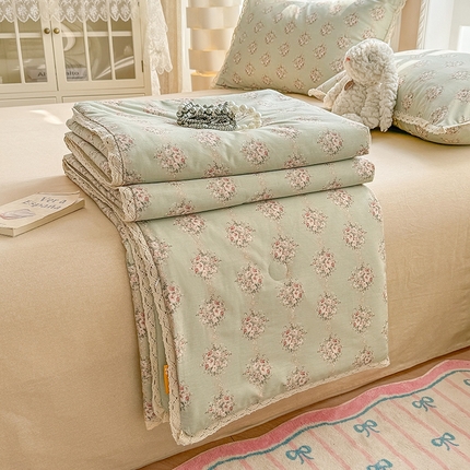 91家纺网 家纺一手货源 找家纺 （总）梦依依 2025新款小清新印花系列全棉夏被大豆夏被