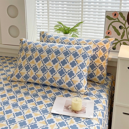 91家纺网 家纺一手货源 找家纺 （总）春皖家纺 2025新款A类全棉简约老粗纱布四件套风格一-普通款单枕套