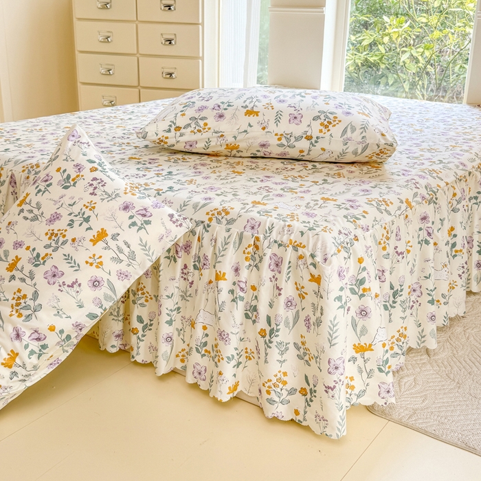 91家纺网 家纺一手货源 找家纺 莎臣豹 2025新款植物羊绒单品单件单床裙可配床裙三件套 秘境芳踪