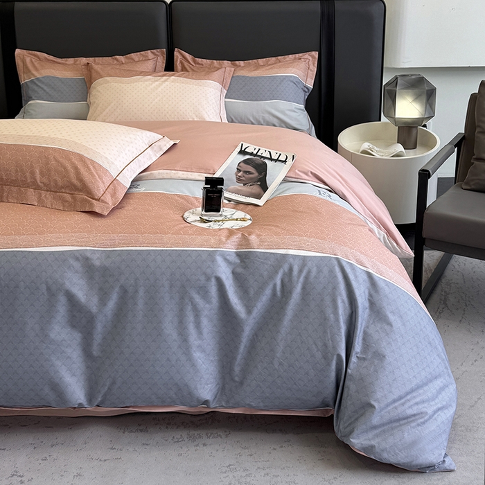 91家纺网 家纺一手货源 找家纺 乐蔻家纺 2025新款全棉13376数码印花四件套 漫步（桔）