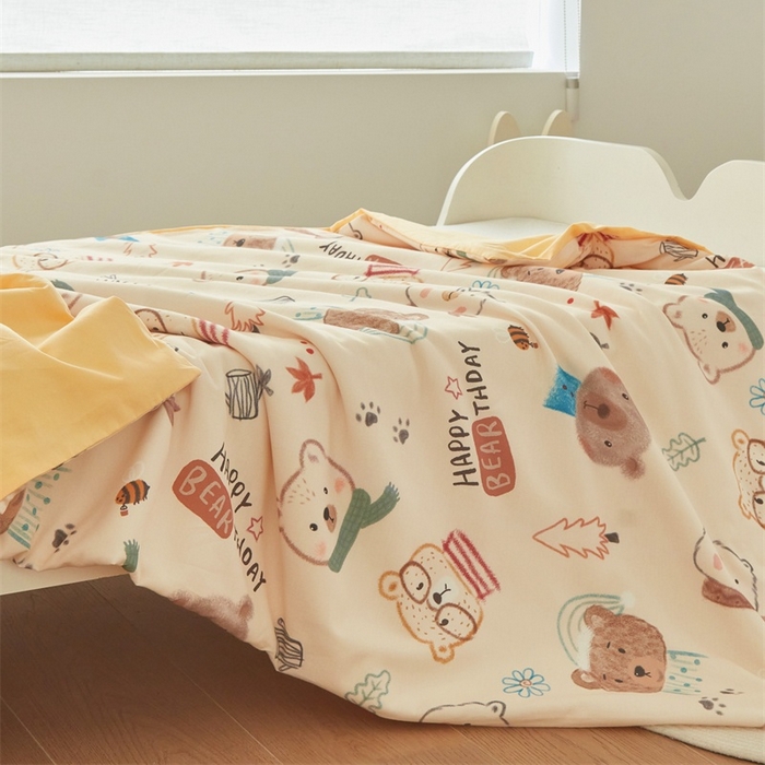 91家纺网 家纺一手货源 找家纺 艾佳宝贝 2025新款A类儿童全棉多功能单被套 憨憨萌熊