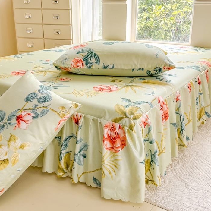 91家纺网 家纺一手货源 找家纺 莎臣豹 2025新款植物羊绒单品单件单床裙可配床裙三件套 如沐春风