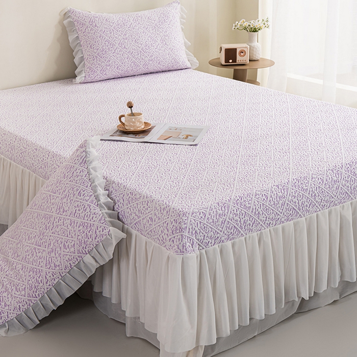 91家纺网 家纺一手货源 找家纺 叠派家纺 2025新款5A抗菌雅致床裙款三件套 雅致床裙款-冰紫