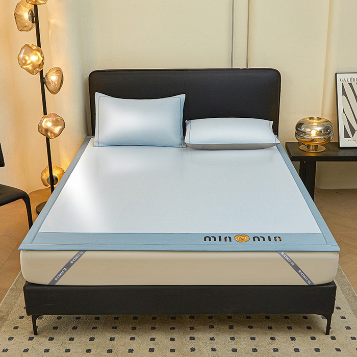 91家纺网 家纺一手货源 找家纺 全季家居 2025新款全季家居5A抗菌min系列凉感冰丝席 床席-天蓝