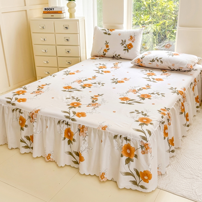 91家纺网 家纺一手货源 找家纺 莎臣豹 2025新款植物羊绒单品单件单床裙可配床裙三件套 千秋景