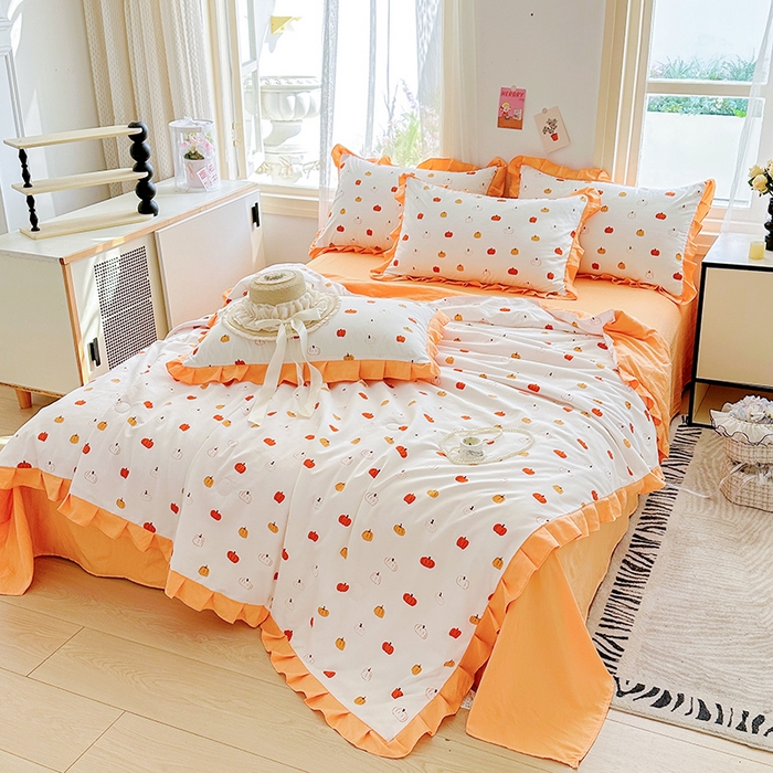 91家纺网 家纺一手货源 找家纺 佳一家纺 2025新款亲肤水洗棉夏被 小南瓜