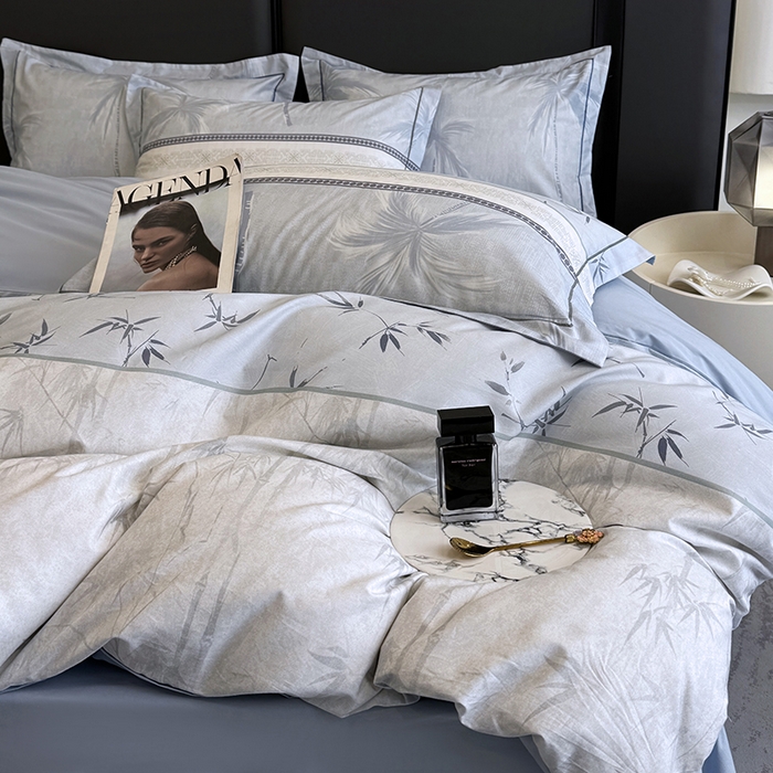 91家纺网 家纺一手货源 找家纺 乐蔻家纺 2025新款全棉13376数码印花四件套 风吹椰林(兰）