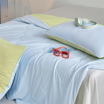 头等舱  2025新款4.0版凉感A类锦氨（165克）55大豆抗菌夏被配礼盒 典雅兰拼黄绿