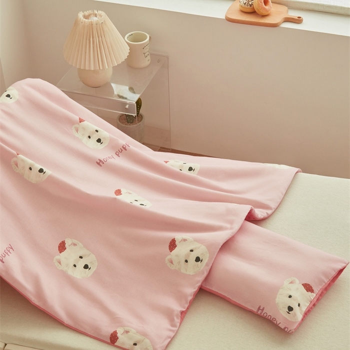 91家纺网 家纺一手货源 找家纺 艾佳宝贝 2025新款A类儿童全棉多功能单被套可拆式夏被 乖萌小狗